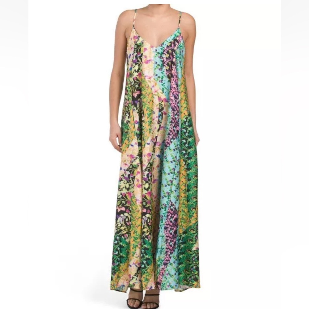 Nicole Miller Satin floral maxi dress
